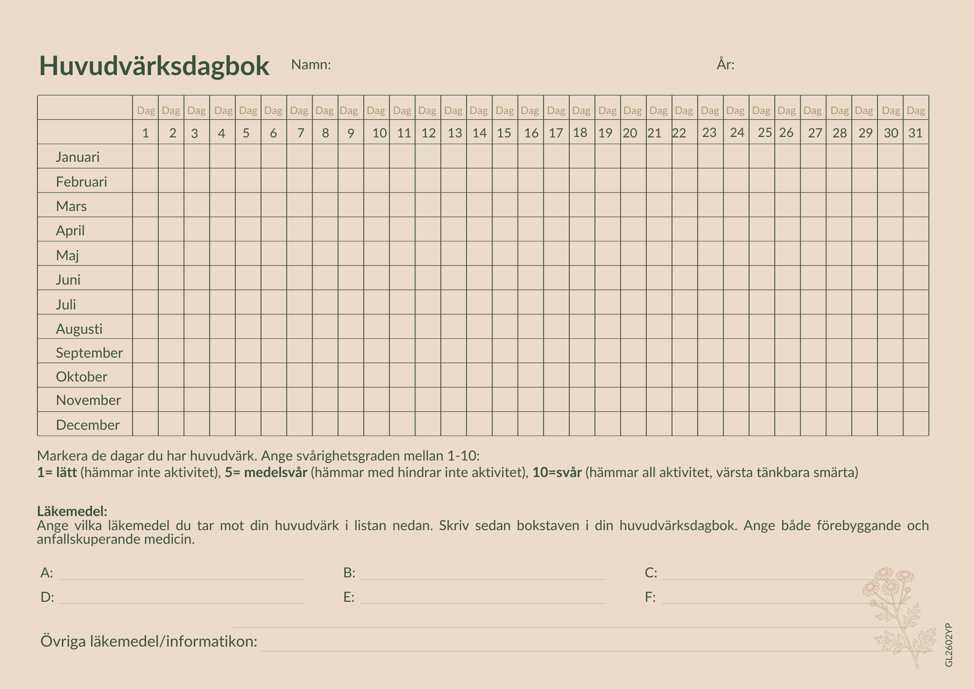 GL_Flyer_2602_SWE_PRO_Pharmacy_huvudvärksdagbok_PR_GL2602YP (1)