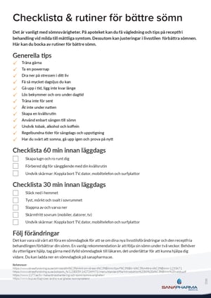 Checklista rutiner for battre somn